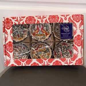Nakkas Cini Hand-painted Turkish Ceramic Dipping Bowls- Set of 6